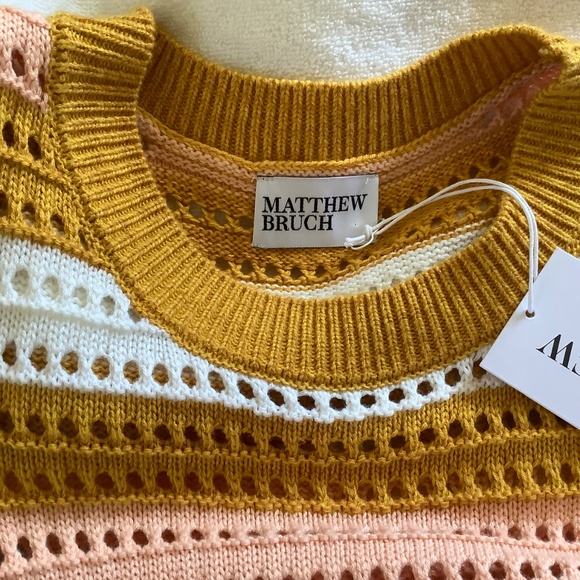 Matthew Bruch Striped Knit-Mesh Midi Tank Dress Sunset SZ 1/ US Small - Picture 12 of 14